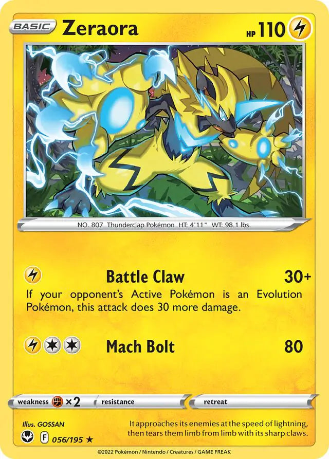 Silver Tempest 056/195 Zeraora Rev Holo