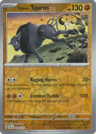 Paldea Evolved 108/193 Paldean Tauros Rev Holo